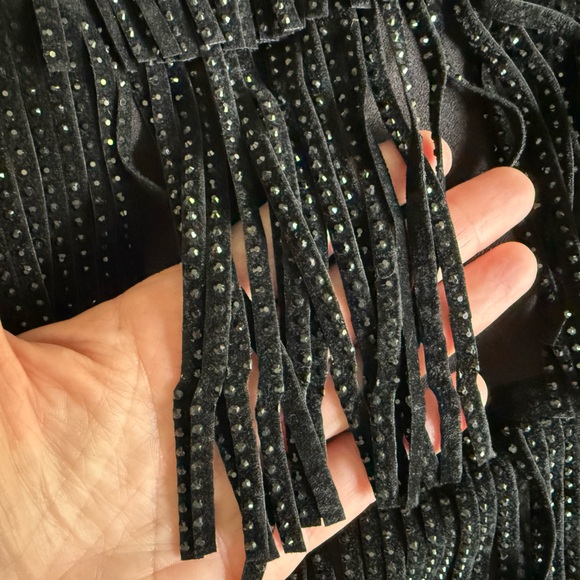 DKNY Women’s Black Fringe Dress with Tiered Design - Picture 6 of 9